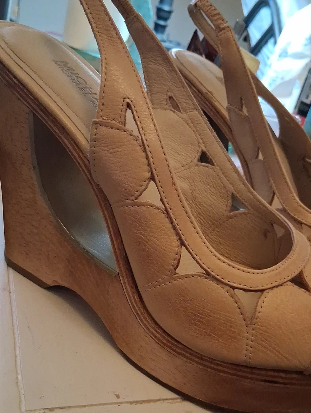Wood Leather Wedge 10